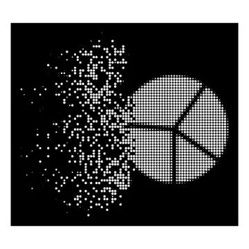Bright Damaged Dot Halftone Pound And Dollar Pie Chart Icon Stock Illustration