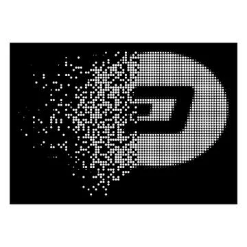 Bright Damaged Dotted Halftone Dash Message Balloon Icon Stock Illustration