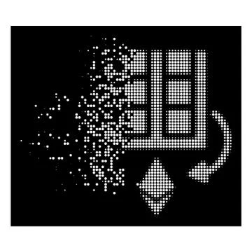 Bright Damaged Pixel Halftone Ethereum Mining Farm Icon Stock Illustration