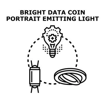 Bright data coin portrait emitting light concept Stock Illustration