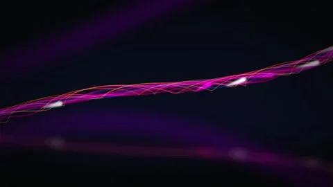 Bright data pulses travel along glowing fiber optic lines in a seamless loop Stock Footage 343114692