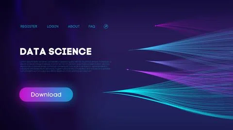 Bright Data Science Visualization on Navy Background Stock Illustration