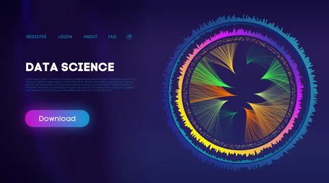 Bright Data Science Visualization on Navy Background Stock Illustration