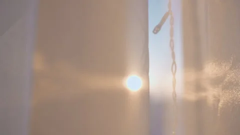 Bright Dawn Rays Uncover Tiny Floating Particles, Early Morning Sunlight Casts Stock Footage 326943728