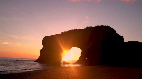 Bright dawn view the Sakhalin Cape Gianton,Russia. Stock Footage 163895765