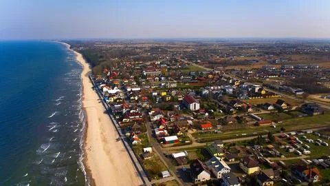 Bright day over Sarbinowos beach and coastline, calm and picturesque. Stock Photos