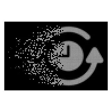 Bright Decomposed Dot Halftone Restore Clock Icon Stock Illustration