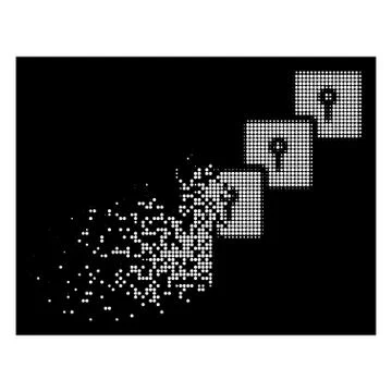 Bright Decomposed Dotted Halftone Locker Blockchain Icon Illustration