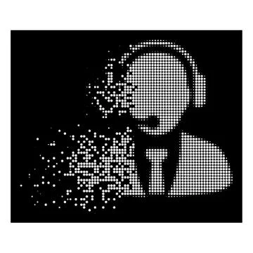Bright Decomposed Dotted Halftone Support Manager Icon Stock Illustration