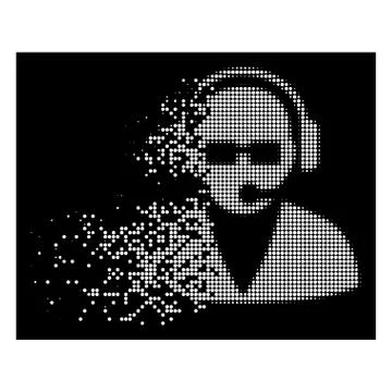 Bright Decomposed Dotted Halftone Support Operator Icon Stock Illustration
