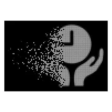 Bright Decomposed Pixel Halftone Clock Care Icon Stock-Illustration