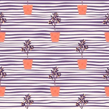 Bright decor seamless pattern with houseplants. Interiot botanic ornament wit 스톡 일러스트