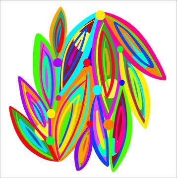 A bright decorative element. Colorful psychedelic leaves. For decoration. Stock Illustration