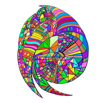 Bright, decorative pattern, psychedelic style, multicolored orna Stock Illustration