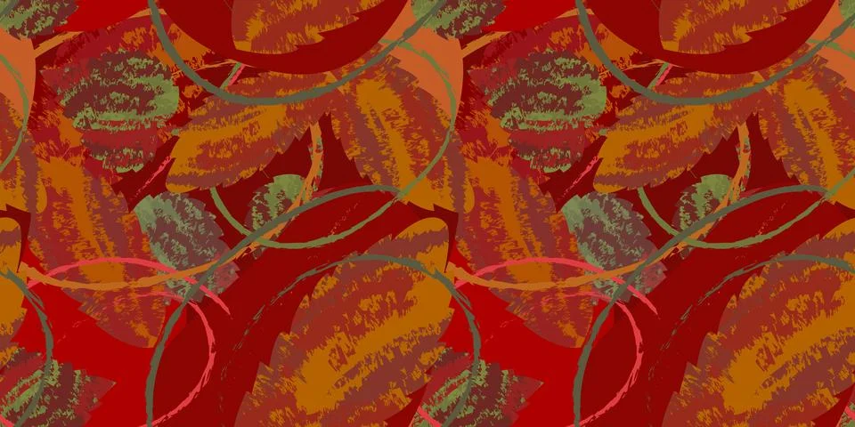 Bright decorative seamless pattern in grunge style. Vector abstract autumn Stock Illustration