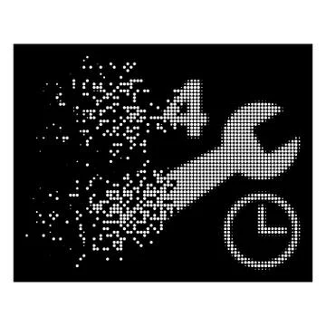 Bright Destructed Dotted Halftone Service Hours Icon Stock Illustration