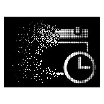 Bright Destructed Pixel Halftone Date And Time Icon Stock Illustration