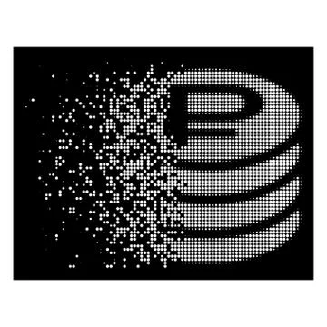 Bright Destructed Pixel Halftone Rouble Coins Stack Icon Stock Illustration
