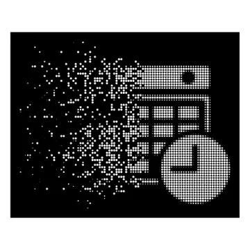 Bright Destructed Pixel Halftone Time Table Icon Stock-Illustration