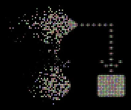 Bright Destructed Pixelated Halftone Algorithm Scheme Icon Stock Illustration
