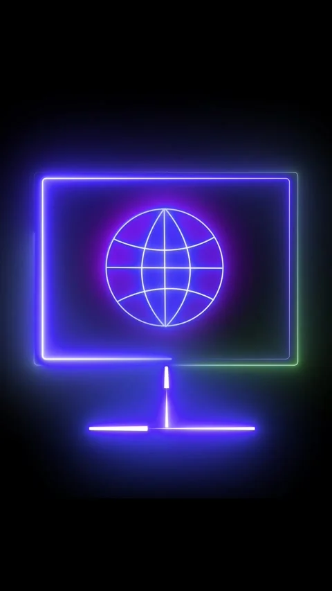 Bright digital earth globe with data visualization on computer vertical vid.. Stock Footage 314766137