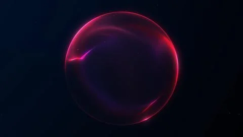 Bright digital plasma sphere with vivid neon magenta-red light streams on a.. 스톡 일러스트