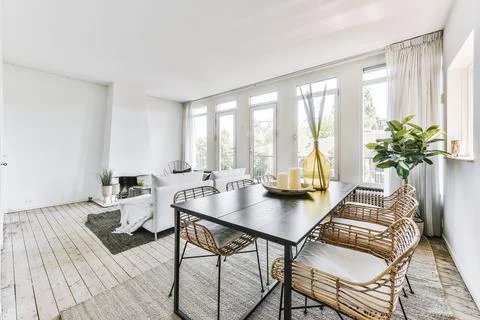 Bright dining room Stock Photos