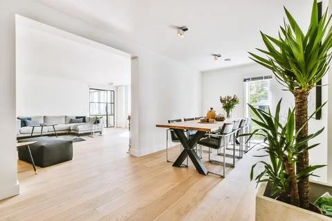 Bright dining room Stock Photos