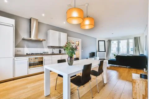 Bright dining room Stock Photos