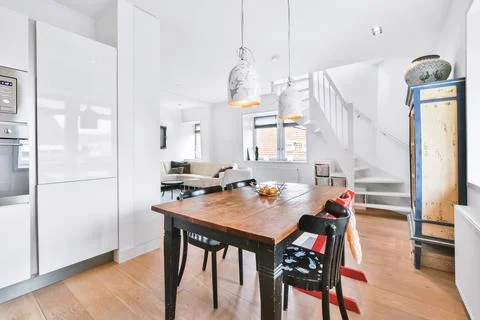 Bright dining room Stock Photos