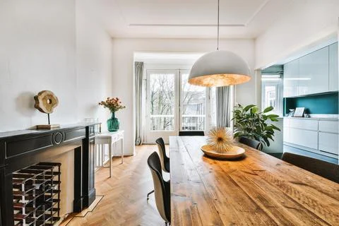 Bright dining room Stock Photos