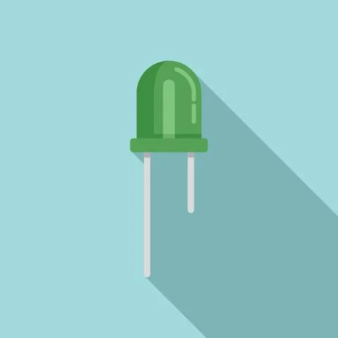Bright diode icon flat vector. Led semiconductor Stock Illustration