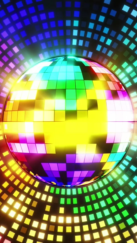 A bright disco ball with multicolored reflections on the wall. Vertical loo.. Stock Footage 229459879