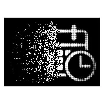 Bright Disintegrating Dot Halftone Timetable Icon Stock Illustration