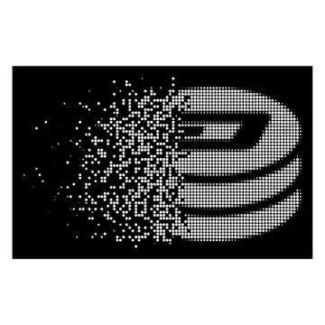 Bright Dissipated Dot Halftone Dash Coin Column Icon Stock Illustration