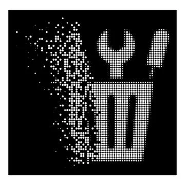 Bright Dissipated Pixel Halftone Tools Bucket Icon 스톡 일러스트