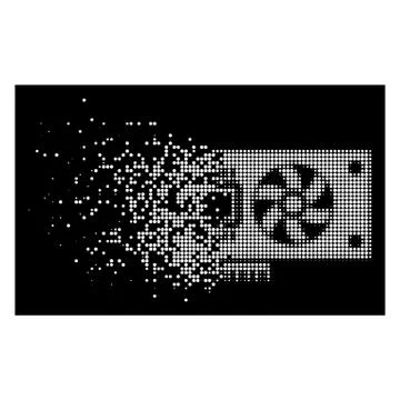 Bright Dissolved Dot Halftone Video Accelerator Card Icon Stock Illustration