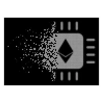 Bright Dissolved Dotted Halftone Ethereum Processor Chip Icon Stockillustratie