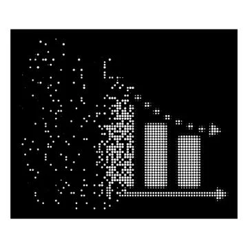 Bright Dissolved Pixel Halftone Dotted Negative Trend Icon Stock Illustration