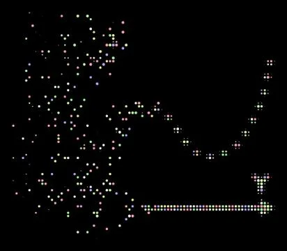 Bright Dissolved Pixel Halftone Dotted Function Graph Icon Stock Illustration