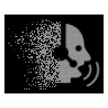 Bright Dissolved Pixelated Halftone Operator Speech Sound Waves Icon Ilustración de archivo