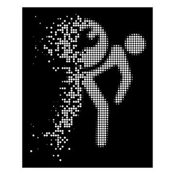 Bright Dissolved Pixelated Halftone Service Courier Icon Stock Illustration