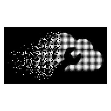 Bright Dissolving Dotted Halftone Cloud Wrench Tools Icon Illustrazione stock