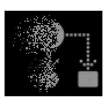 Bright Dissolving Pixel Halftone Cashflow Icon Stock Illustration