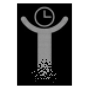 Bright Dissolving Pixel Halftone Time Manager Icon Stock-Illustration