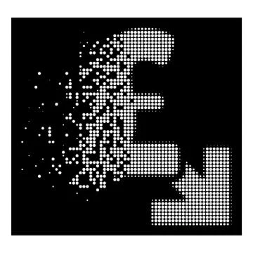 Bright Dissolving Pixelated Halftone Pound Decrease Icon 库存插图