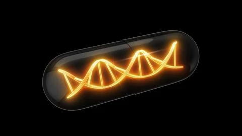 Bright DNA Module Inside Medical Capsule Stock Illustration