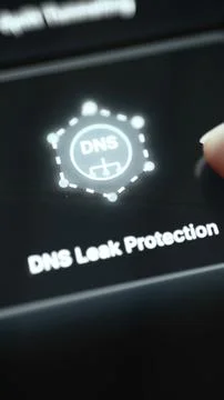 Bright DNS emblem with connected nodes and clear leak protection label Stock Photos