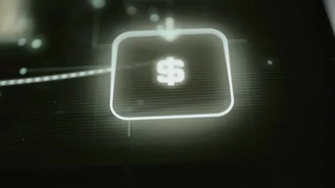 Bright dollar symbol is centered inside a rounded square Stock Footage 343368967