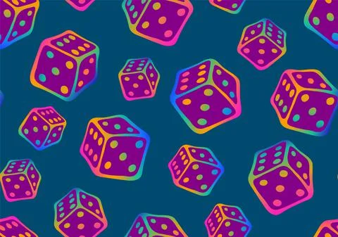 Bright doodle game seamless pattern with cubes for board play. Stock Illustration